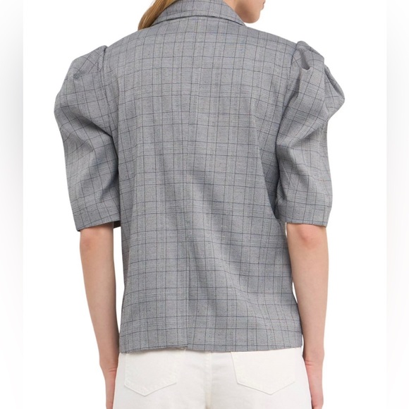 English Factory Grey Puff Short Sleeve Blazer Medium - Picture 2 of 16